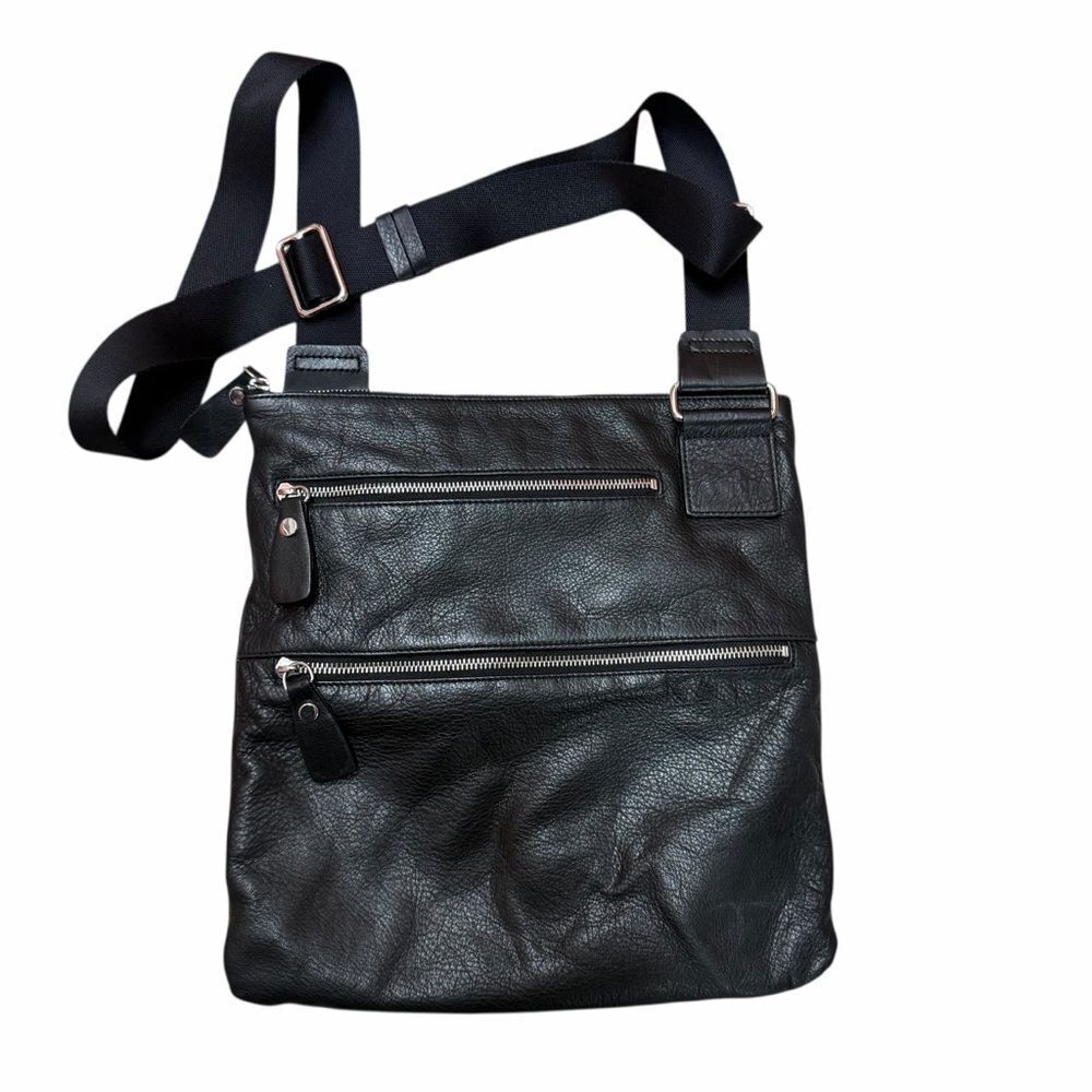 Margot Genuine Leather Black Crossbody Bag Medium Size